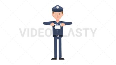 White Policeman Putting on Face Mask Stock Animation