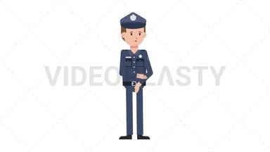 White Policeman Sad Stock Animation