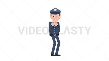 White Policeman Scared Stock Animation