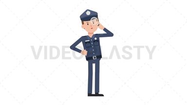 White Policeman Searching with a Magnifying Glass Stock Animation