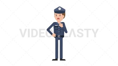 White Policeman Shortness of Breath Stock Animation