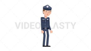 White Policeman Sleepy Stock Animation