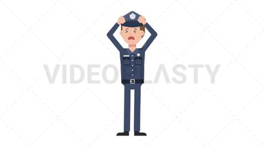 White Policeman Stressed Stock Animation