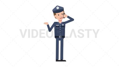 White Policeman Talking on the Phone Angry Stock Animation