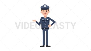 White Policeman Talking Stock Animation