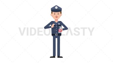 White Policeman Using Disinfectant Spray Stock Animation