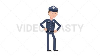 White Policeman Waiting Stock Animation