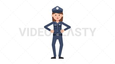 White Policewoman Angry Stock Animation