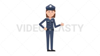 White Policewoman Approve Stock Animation