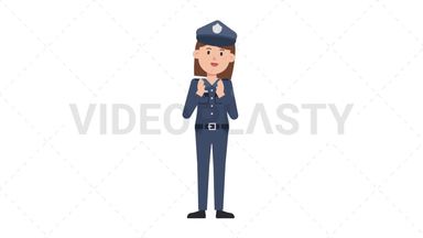White Policewoman Clapping Stock Animation