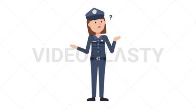 White Policewoman Confused Stock Animation