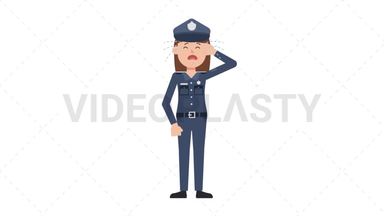 White Policewoman Crying Stock Animation