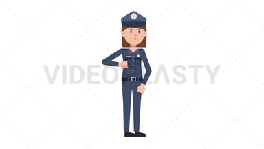 White Policewoman Disapprove Stock Animation