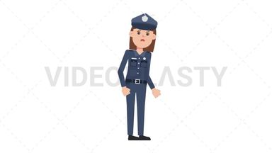 White Policewoman Dizzy Stock Animation