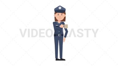 White Policewoman Drinking Coffee Stock Animation