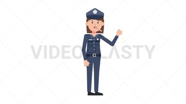White Policewoman Fever Stock Animation
