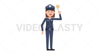 White Policewoman Idea Stock Animation
