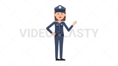 White Policewoman Ok Stock Animation