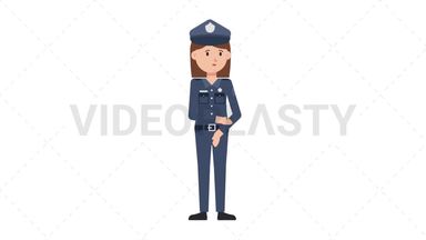 White Policewoman Sad Stock Animation