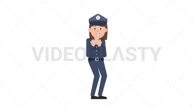 White Policewoman Scared Stock Animation