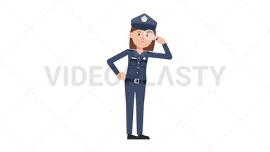 White Policewoman Searching with a Magnifying Glass Stock Animation