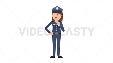 White Policewoman Shortness of Breath Stock Animation