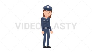 White Policewoman Sleepy Stock Animation