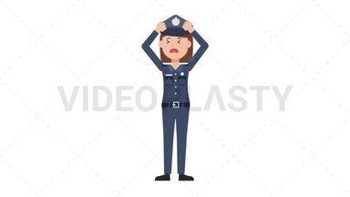 White Policewoman Stressed Stock Animation