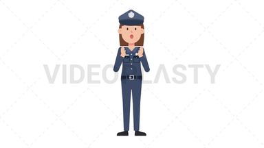 White Policewoman Surprised Stock Animation