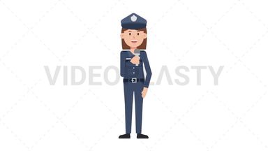 White Policewoman Talking on Microphone Stock Animation