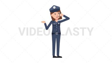 White Policewoman Talking on the Phone Angry Stock Animation