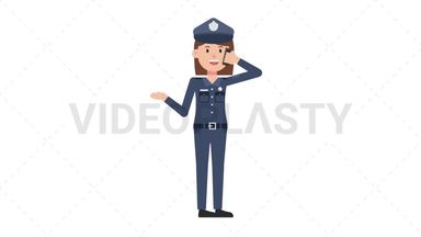 White Policewoman Talking on the Phone Happy Stock Animation