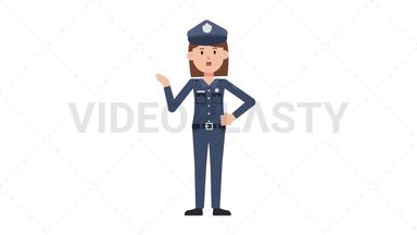 White Policewoman Talking Stock Animation