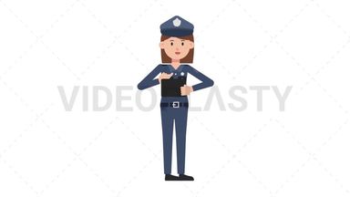 White Policewoman Using Tablet Happy Stock Animation