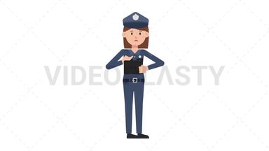 White Policewoman Using Tablet Sad Stock Animation