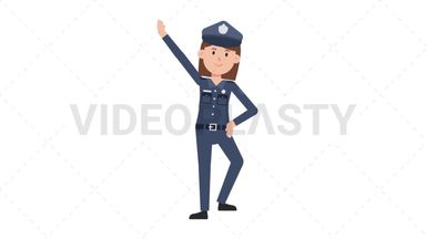 White Policewoman Warmup Exercise Stock Animation