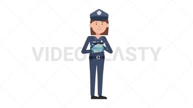 White Policewoman Washing Hands Stock Animation