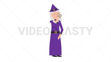 White Witch Drinking Coffee Stock Animation