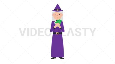 White Witch Holding Cash Stock Animation