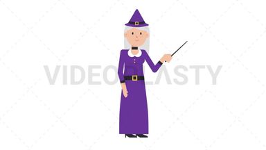 White Witch Holding Pointer Stick Stock Animation