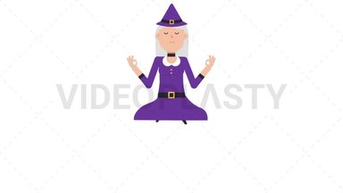 White Witch Meditate Stock Animation