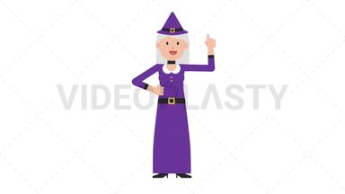 White Witch Pointing Above Stock Animation