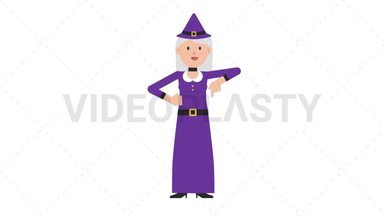White Witch Pointing Below Stock Animation