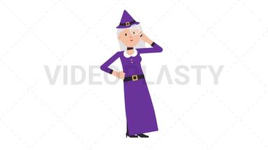 White Witch Searching with a Magnifying Glass Stock Animation