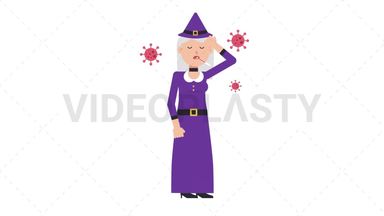 White Witch Sick with Covid Stock Animation