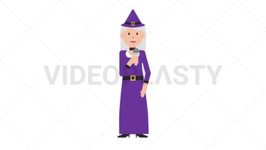 White Witch Talking on Microphone Stock Animation