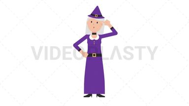 White Witch Thinking Stock Animation