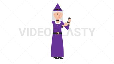 White Witch Using Phone Stock Animation