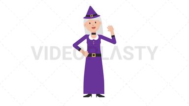 White Witch Waving Stock Animation