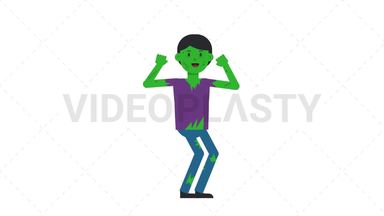 Zombie Man Cheer Stock Animation